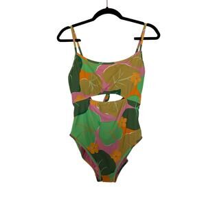NWT Kate Spade Cutout One Piece Swimsuit in Cucumber Floral, L